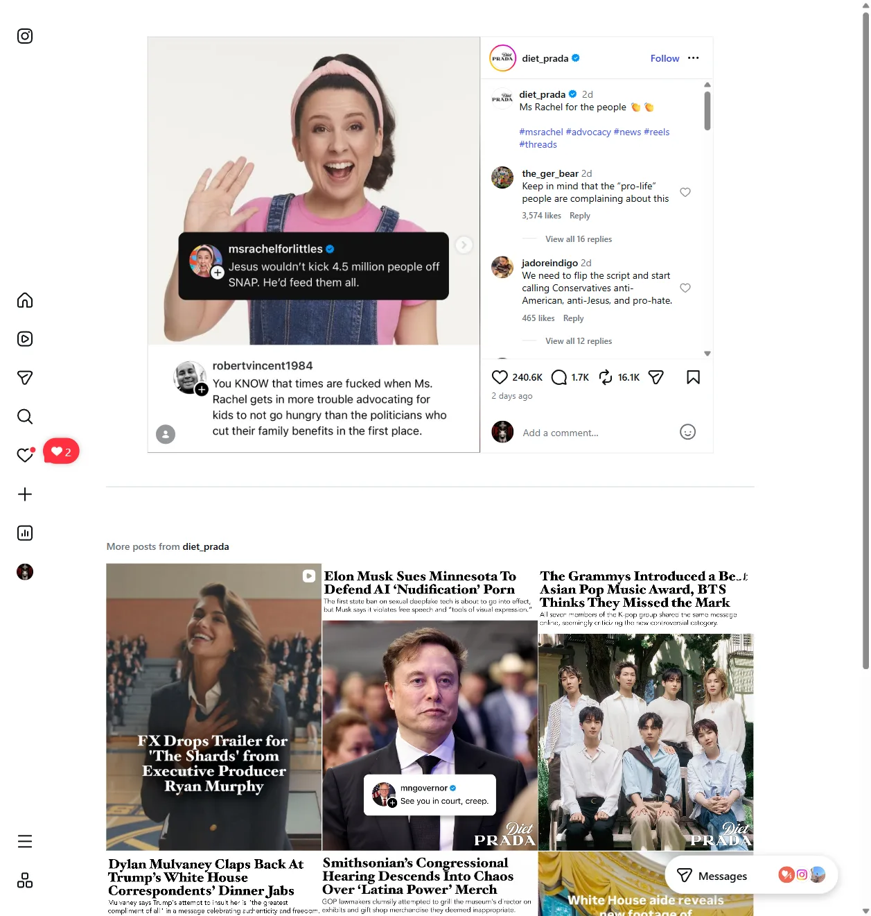 Instagram: Ms. Rachel's advocacy post – "for the people" – circulating as her audience grew from parents of toddlers to parents who saw her speak and refused to look away.