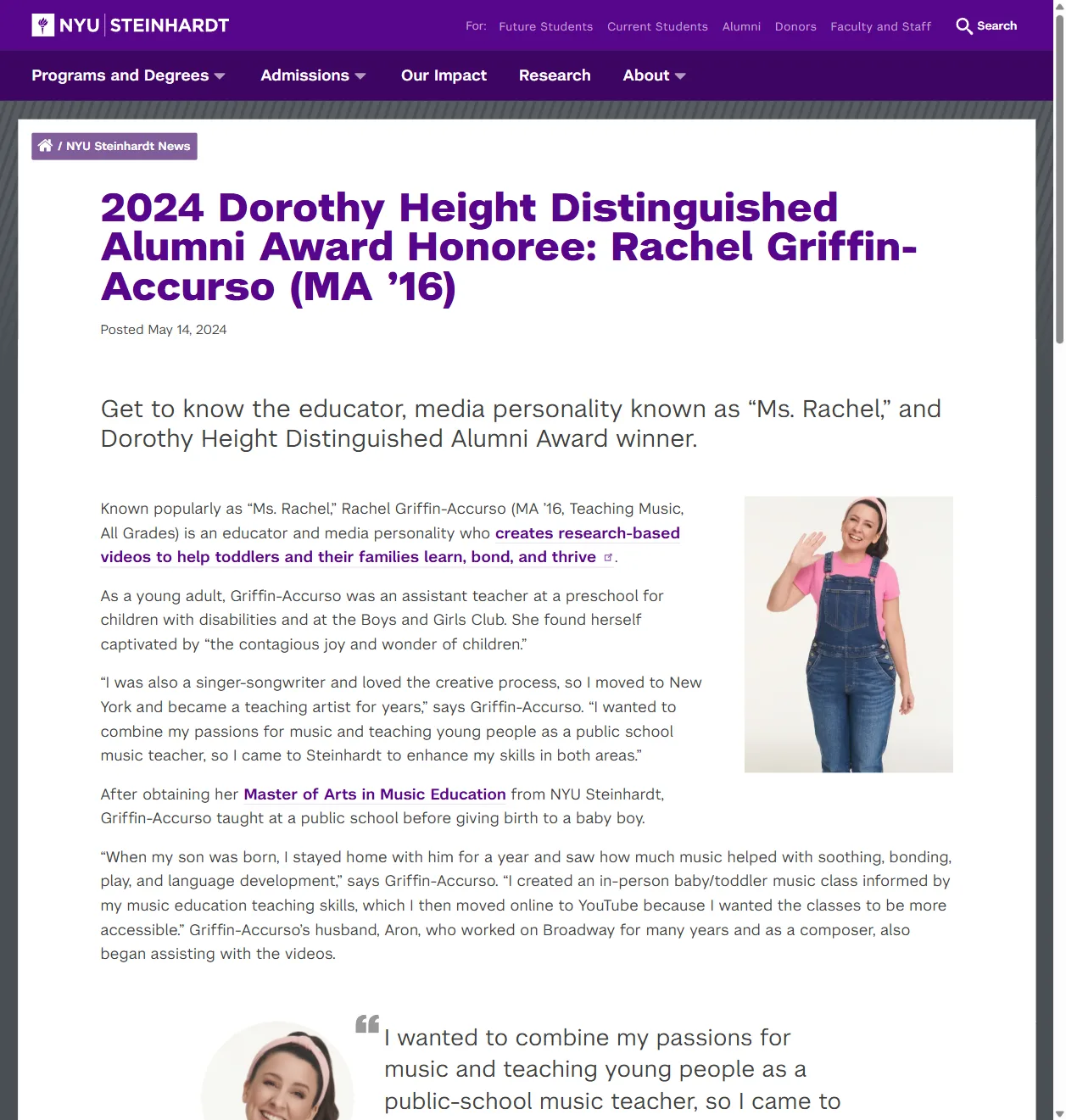 NYU Steinhardt: 2024 Dorothy Height Distinguished Alumni Award