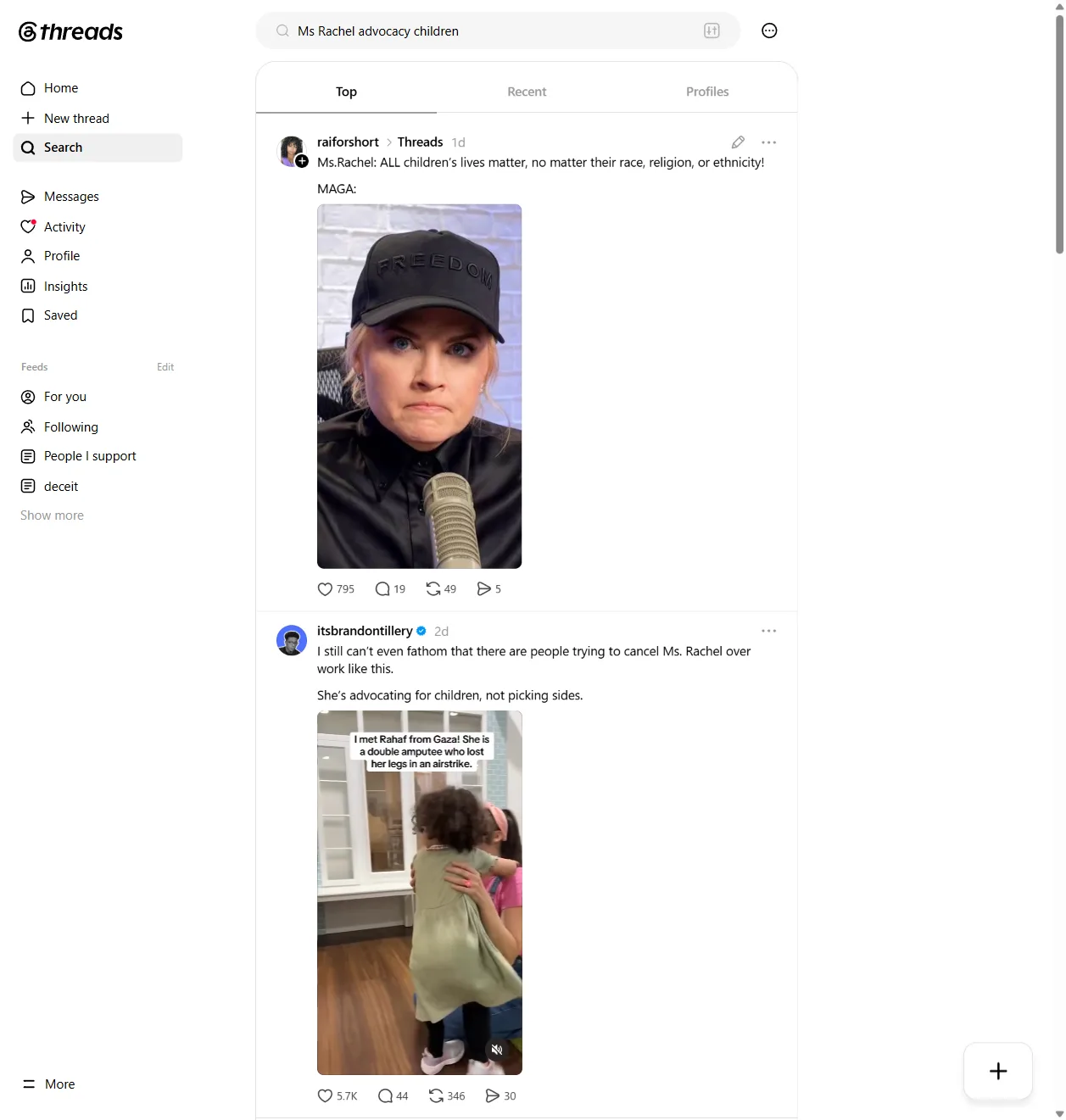 Threads: Ms. Rachel advocacy posts circulating – her audience grew from parents of toddlers to parents who saw her speak and refused to look away.