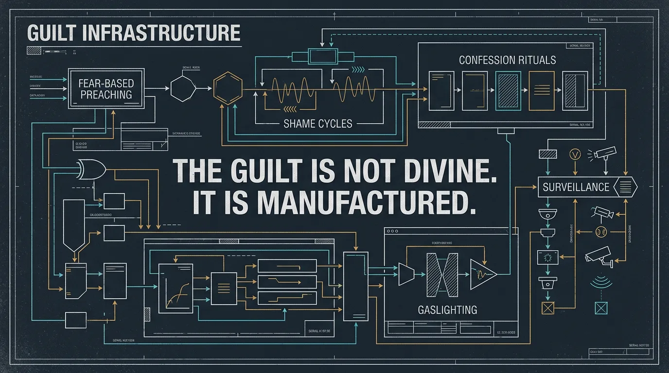 A blueprint of the guilt infrastructure, load-bearing and deliberately built.